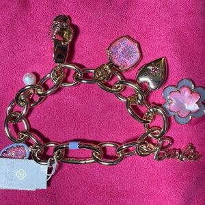 Barbie x Kendra Scott Gold Charm Bracelet in Pink Mix NWT